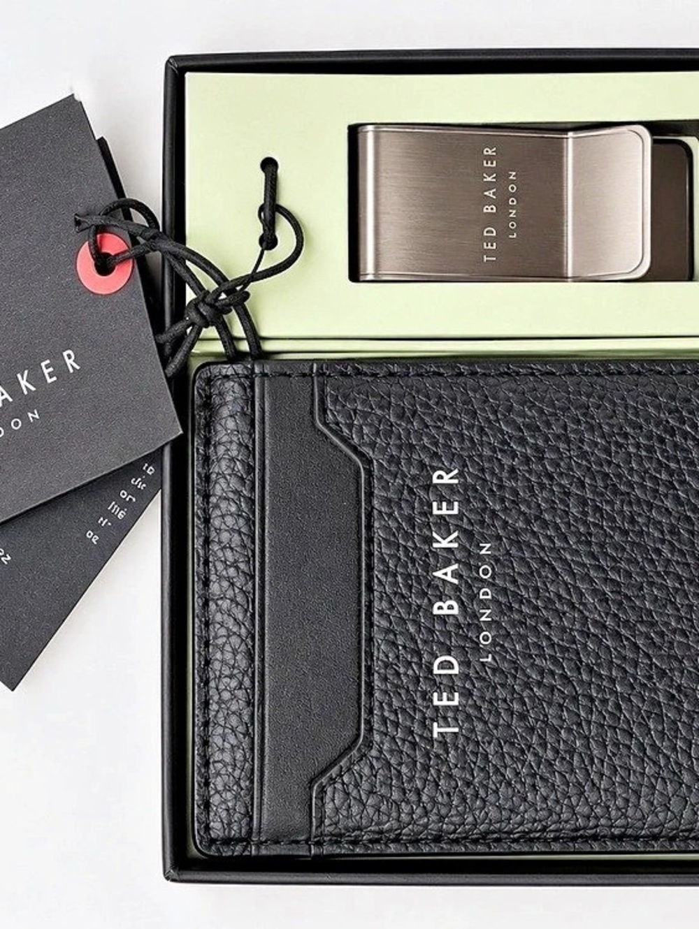 Ted Baker London Black Leather Cardholder & Money Clip Gift Set
